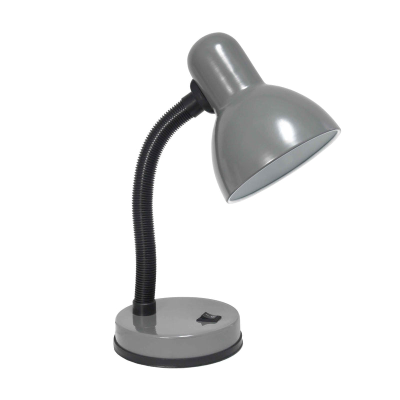 14" Gray Metal Swing Arm Table Lamp