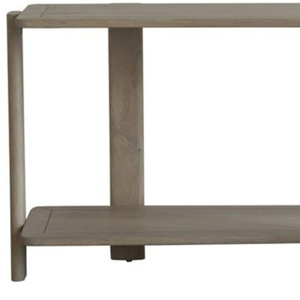 54" Natural Solid Wood Distressed Console Table With Shelf Default Title