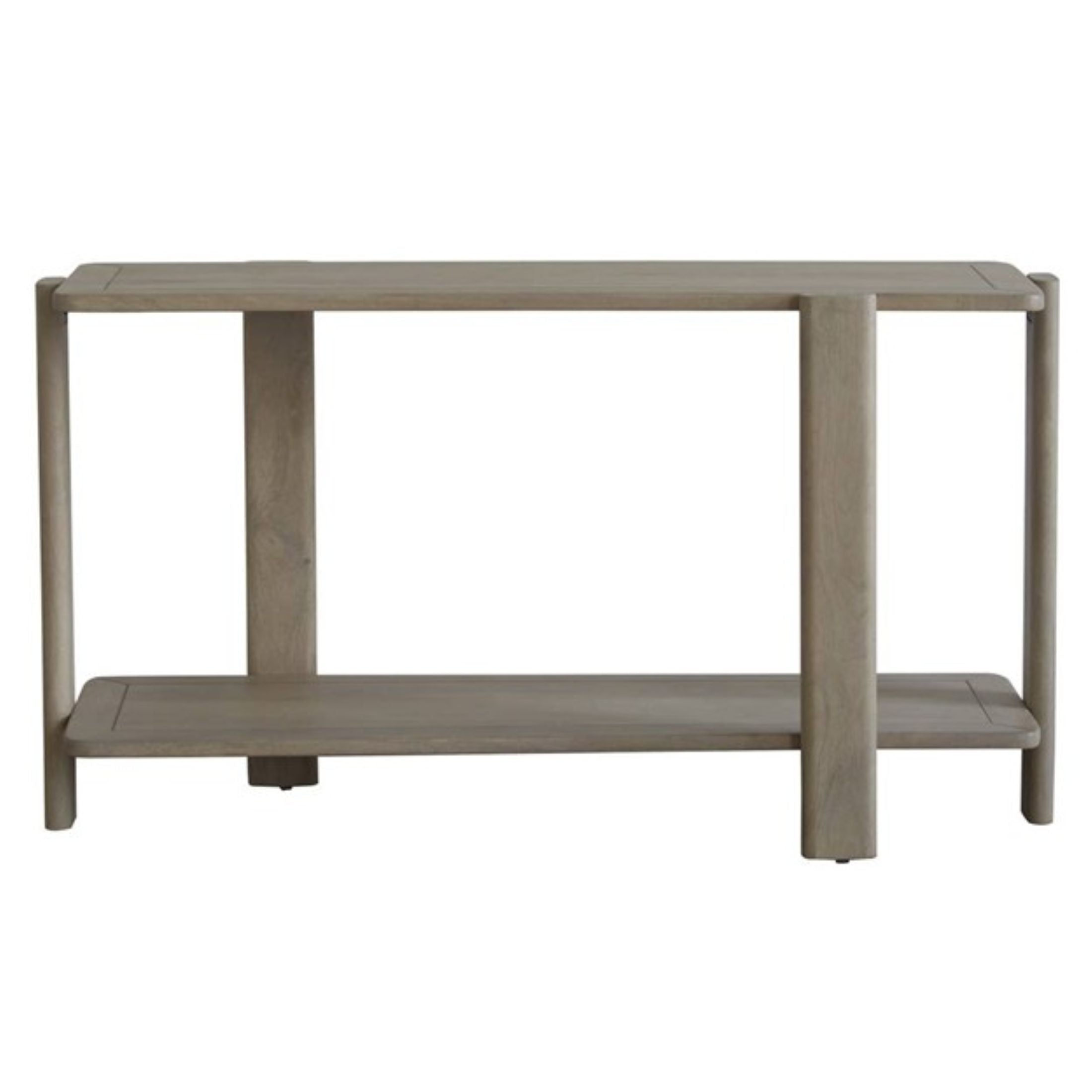 54" Natural Solid Wood Distressed Console Table With Shelf