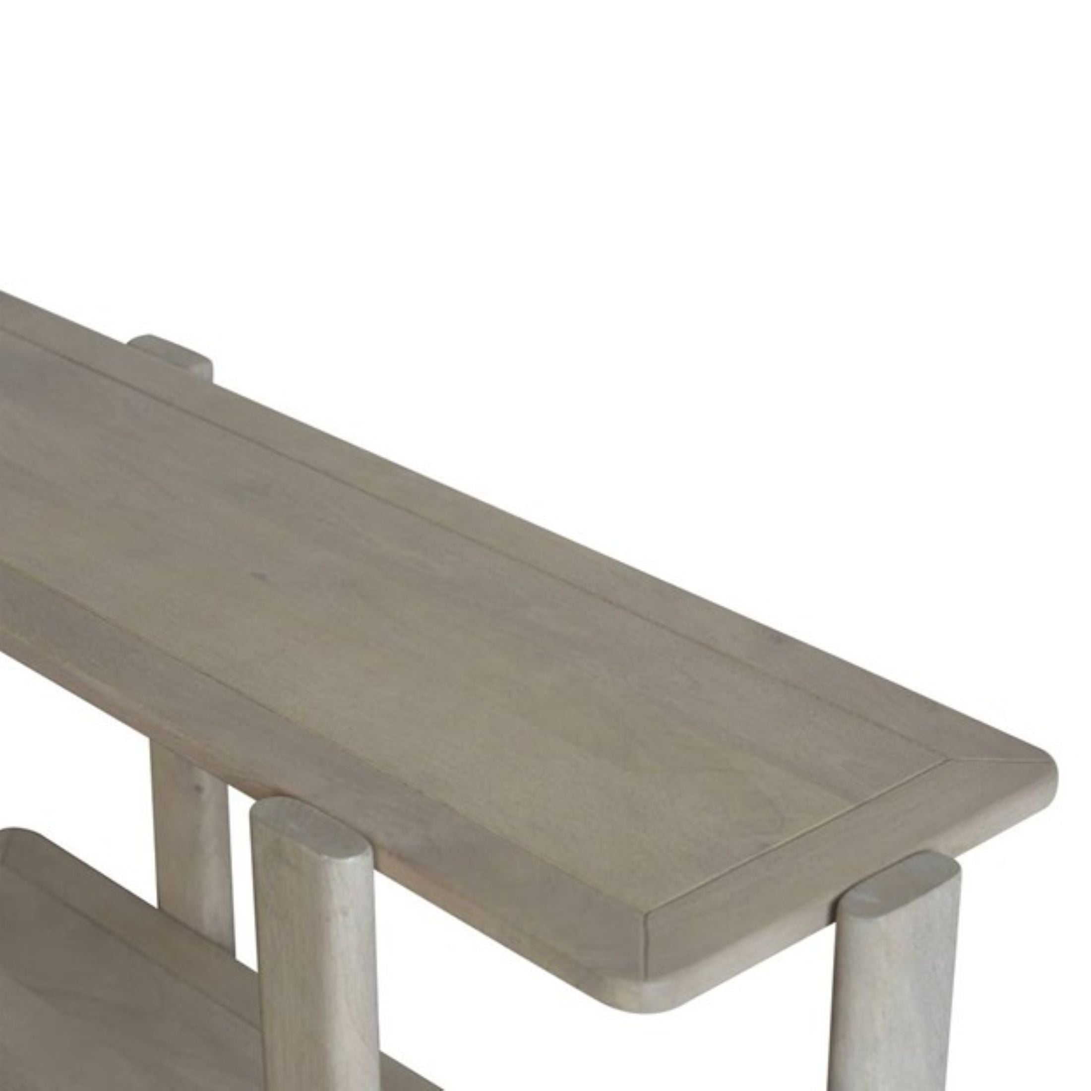 54" Natural Solid Wood Distressed Console Table With Shelf