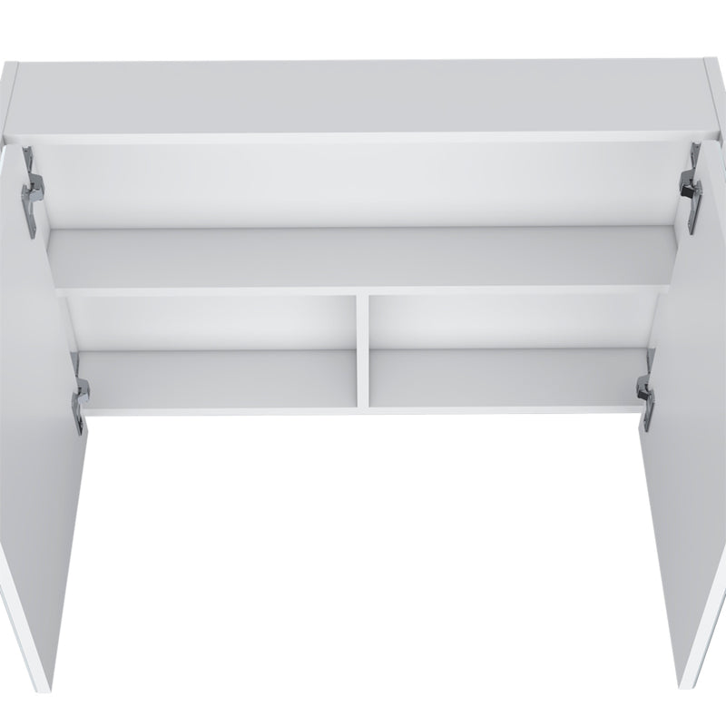 32" White Wood Wall Mounted Double Door Medicine Cabinet - Office