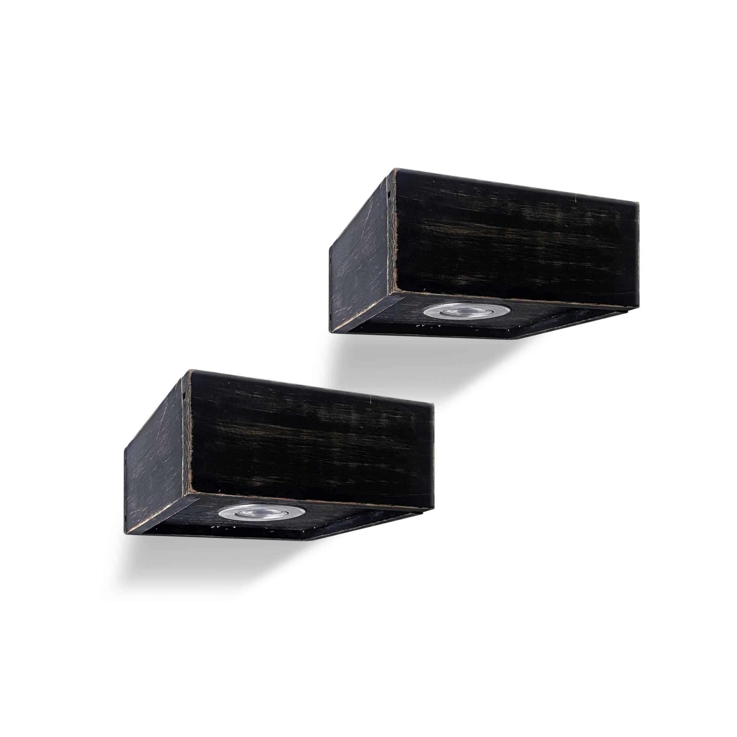 7" Black Wood Wall Mounted Floating Shelf With LED Light