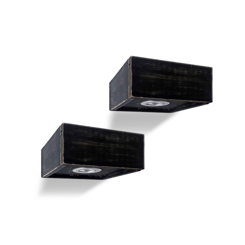 7" Black Wood Wall Mounted Floating Shelf With LED Light