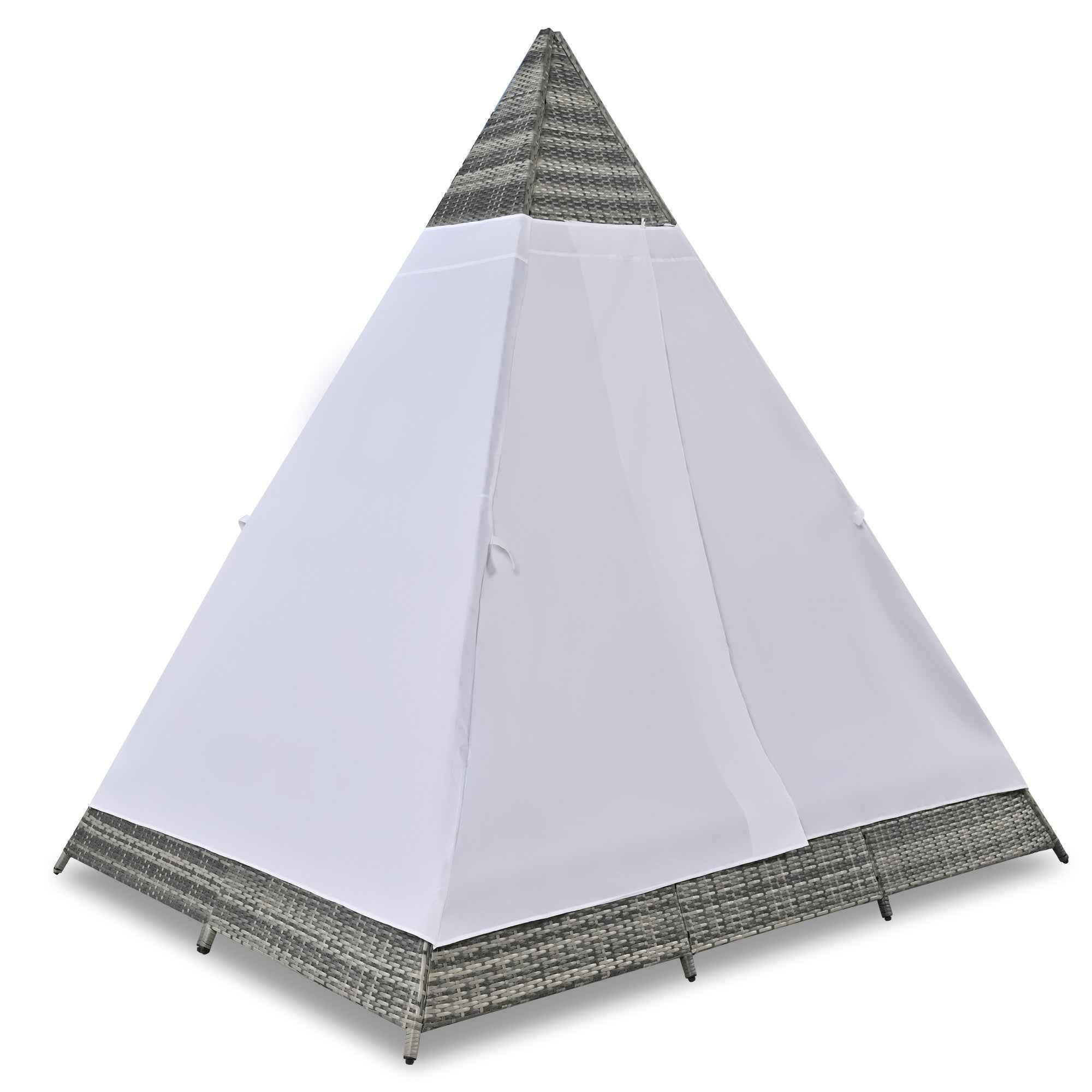 91" Brown And Blue Faux Rattan And Fabric Pyramid Lounge Chair