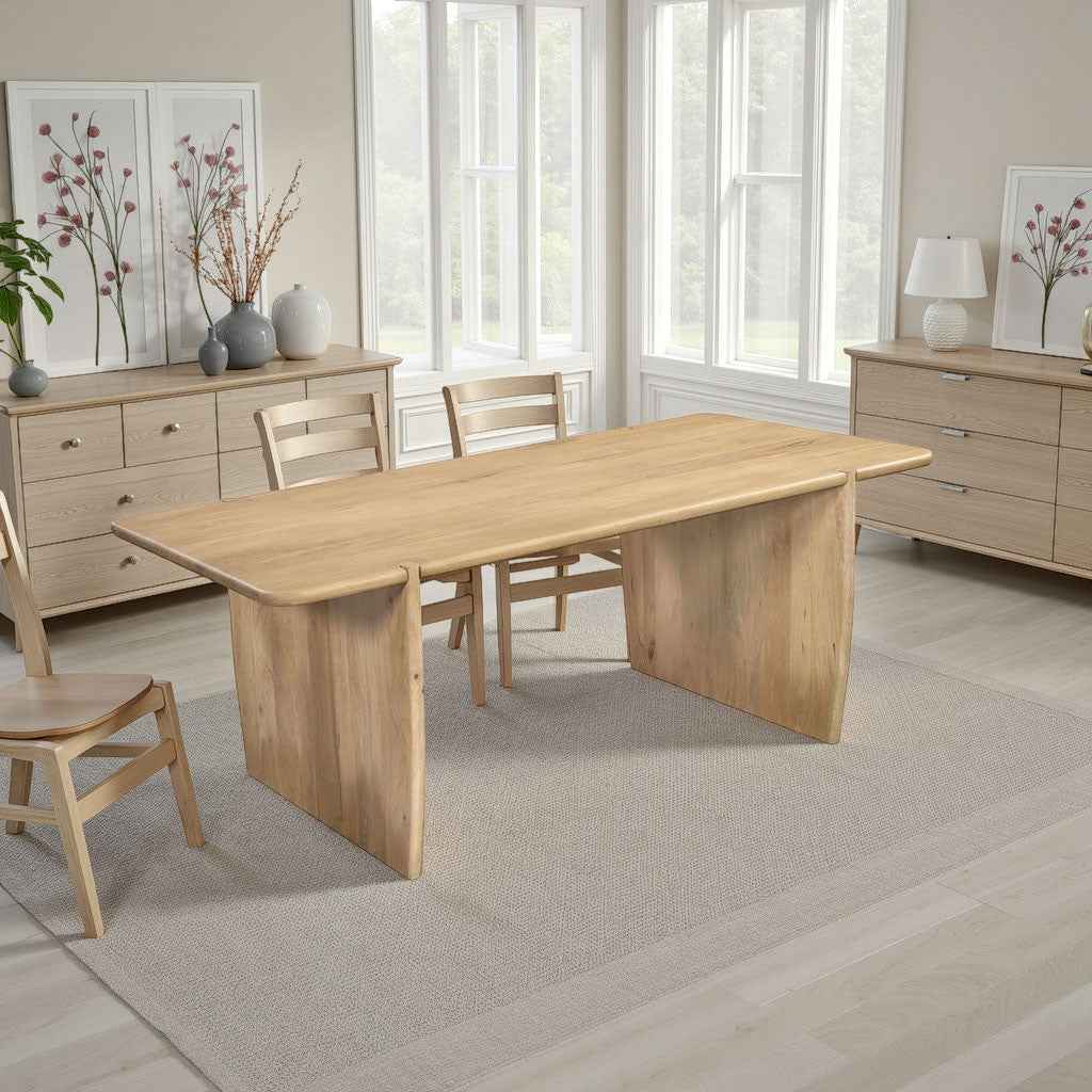 80" Natural Wood Double Pedestal Base Dining Table