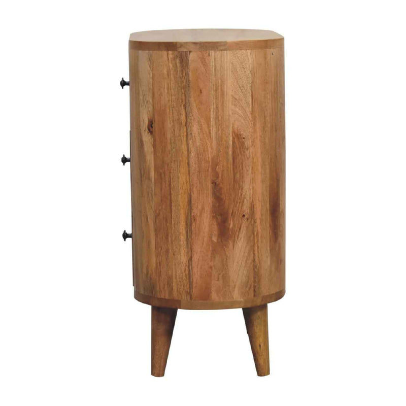 26" Oak Solid Wood Oval Accent Cabinet With Three Drawers