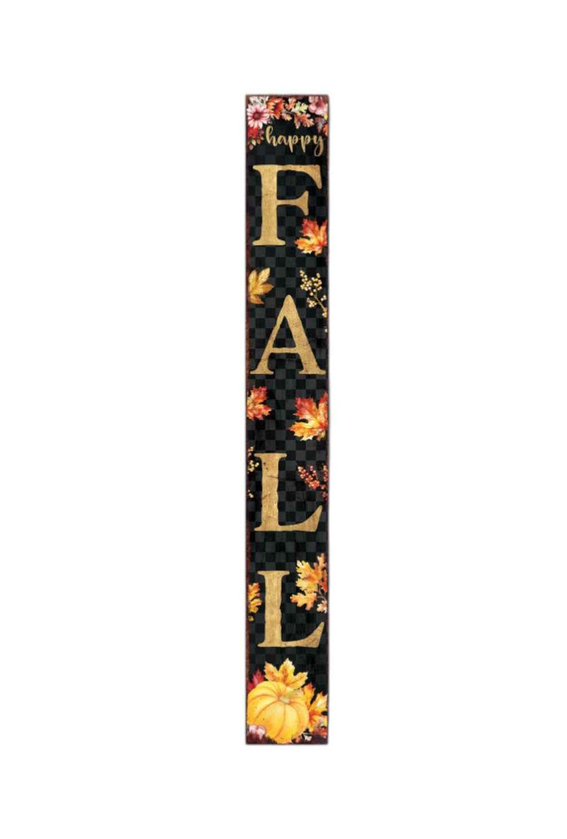 72" Black Gold And Orange Solid Wood Happy Fall Porch Sign