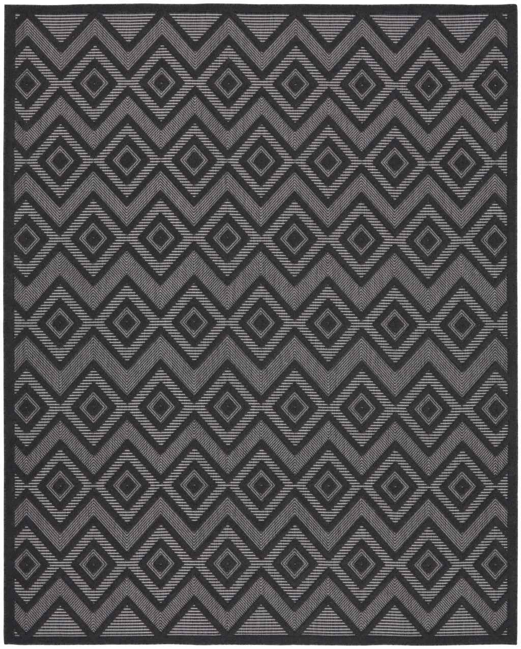9' X 12' Charcoal And Gray Indoor Outdoor Area Rug