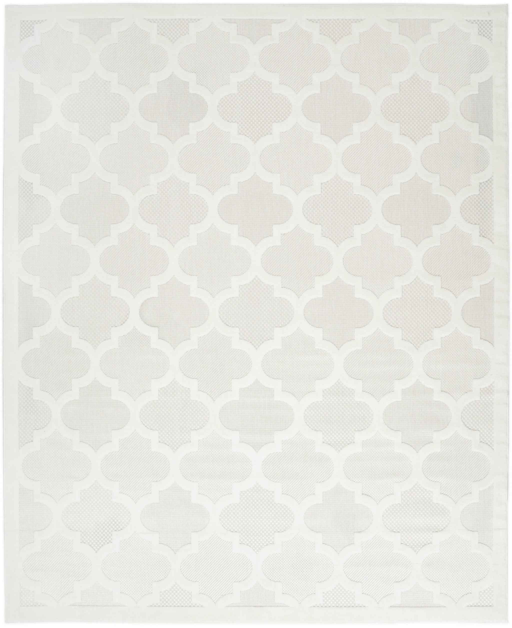 9' X 12' Ivory And White Indoor Outdoor Area Rug