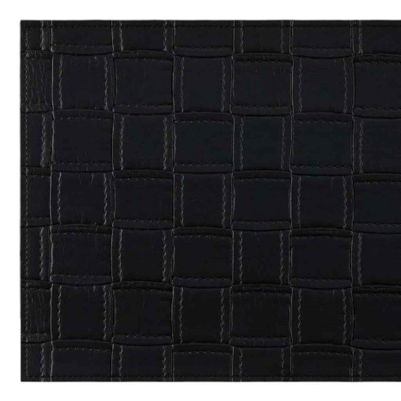 18" Set of Four Black Basketweave Faux Leather Placemats