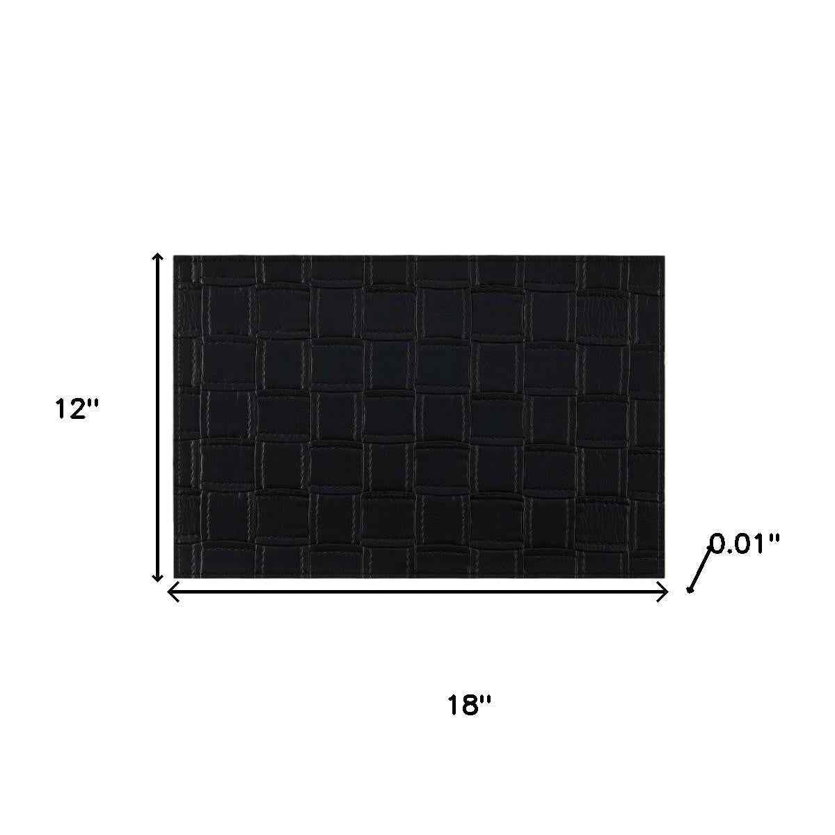 18" Set of Four Black Basketweave Faux Leather Placemats