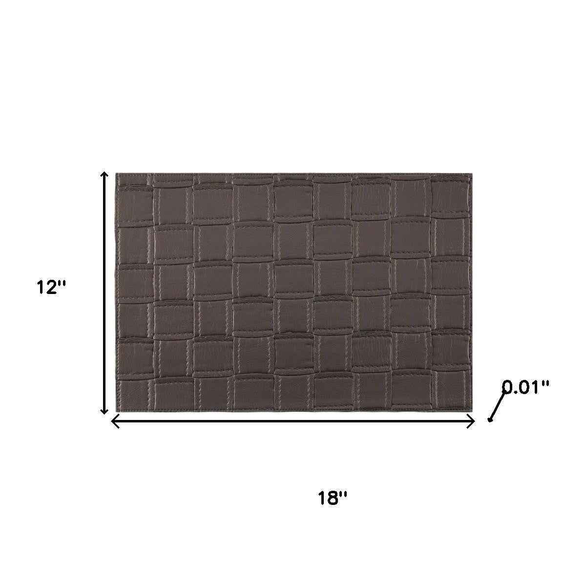 18" Set of Four Espresso Basketweave Faux Leather Placemats
