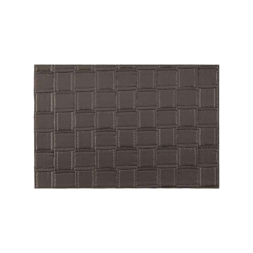18" Set of Four Espresso Basketweave Faux Leather Placemats