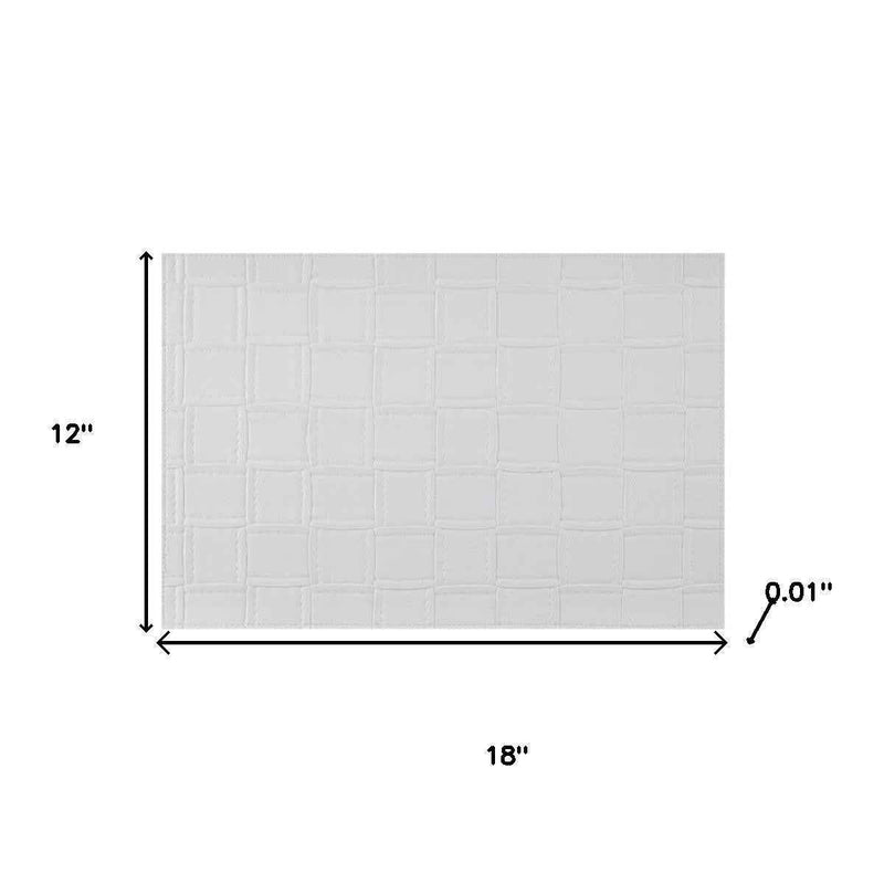 18" Set of Four White Basketweave Faux Leather Placemats