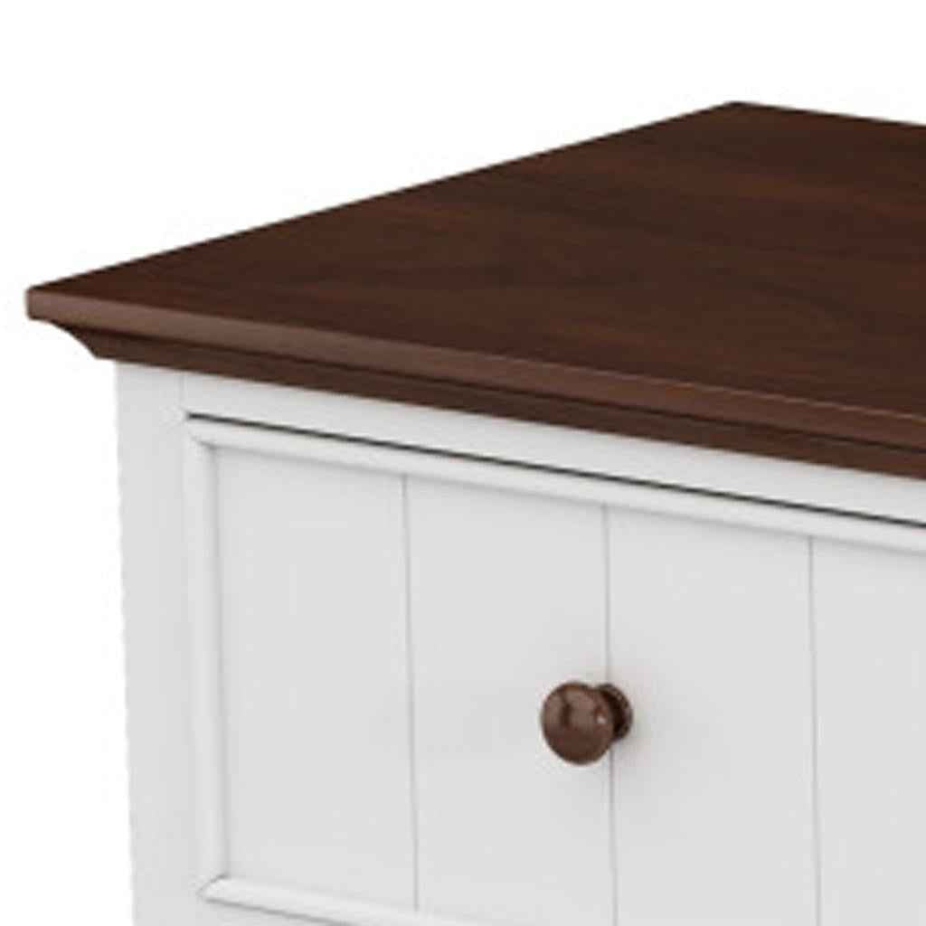 61" White And Walnut Wood Seven Drawer Captains Dresser