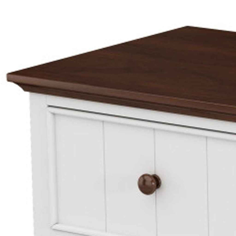 61" White And Walnut Wood Seven Drawer Captains Dresser