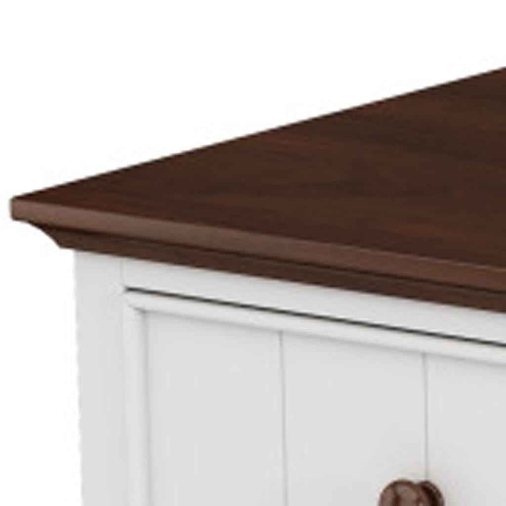 61" White And Walnut Wood Seven Drawer Captains Dresser