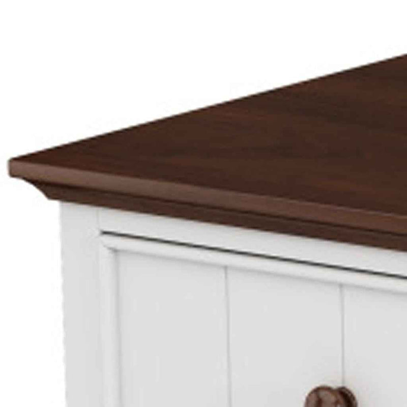 61" White And Walnut Wood Seven Drawer Captains Dresser