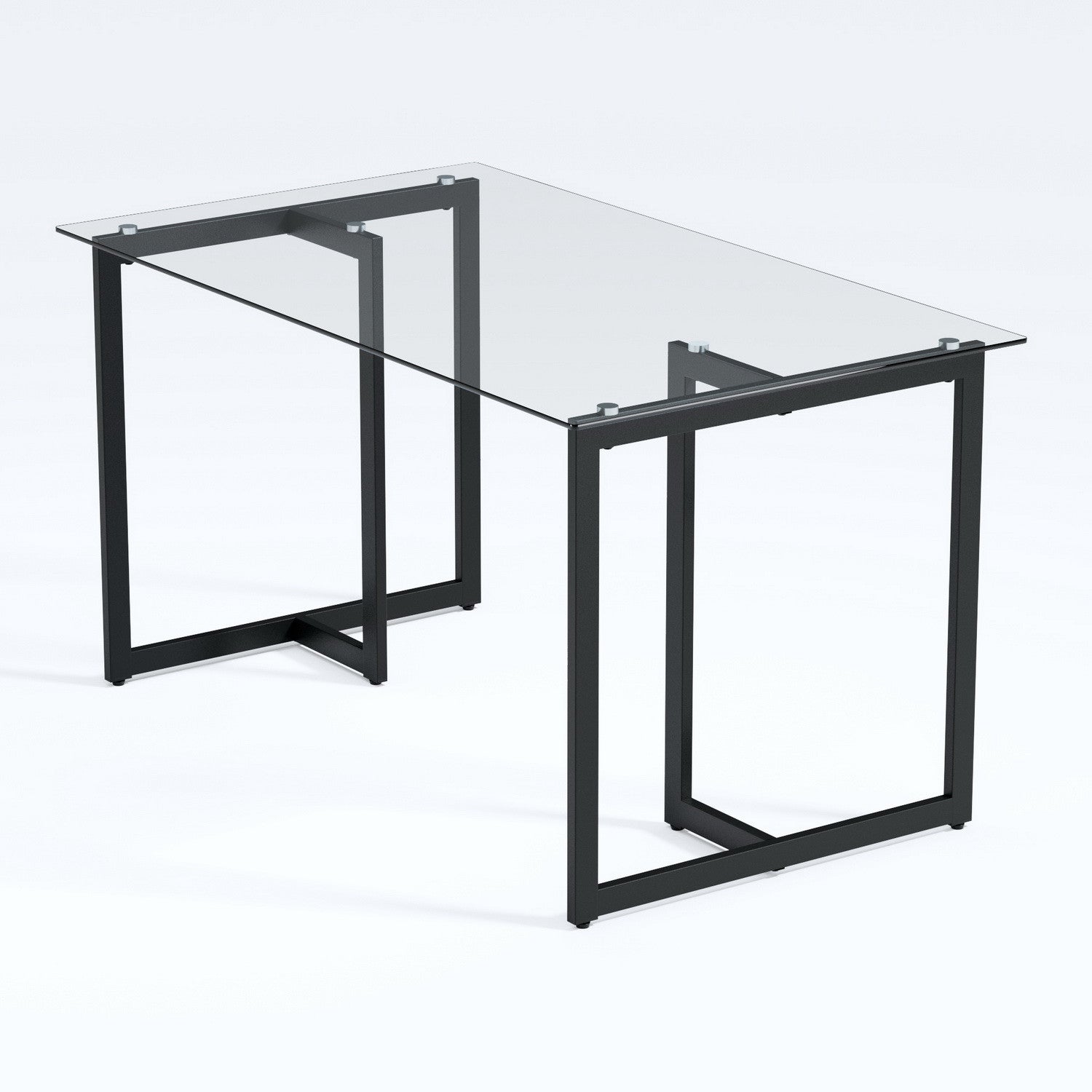 55" Clear And Black Glass And Metal Dining Table Default Title