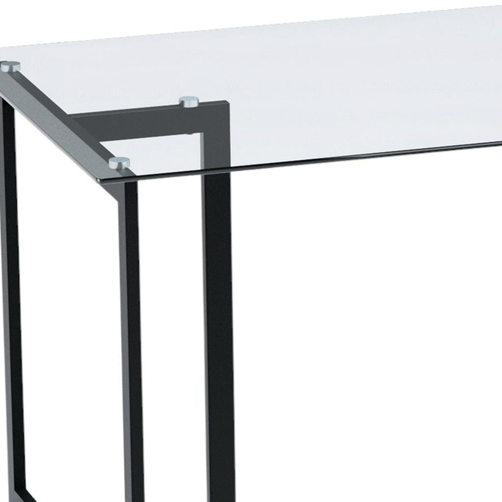 55" Clear And Black Glass And Metal Dining Table