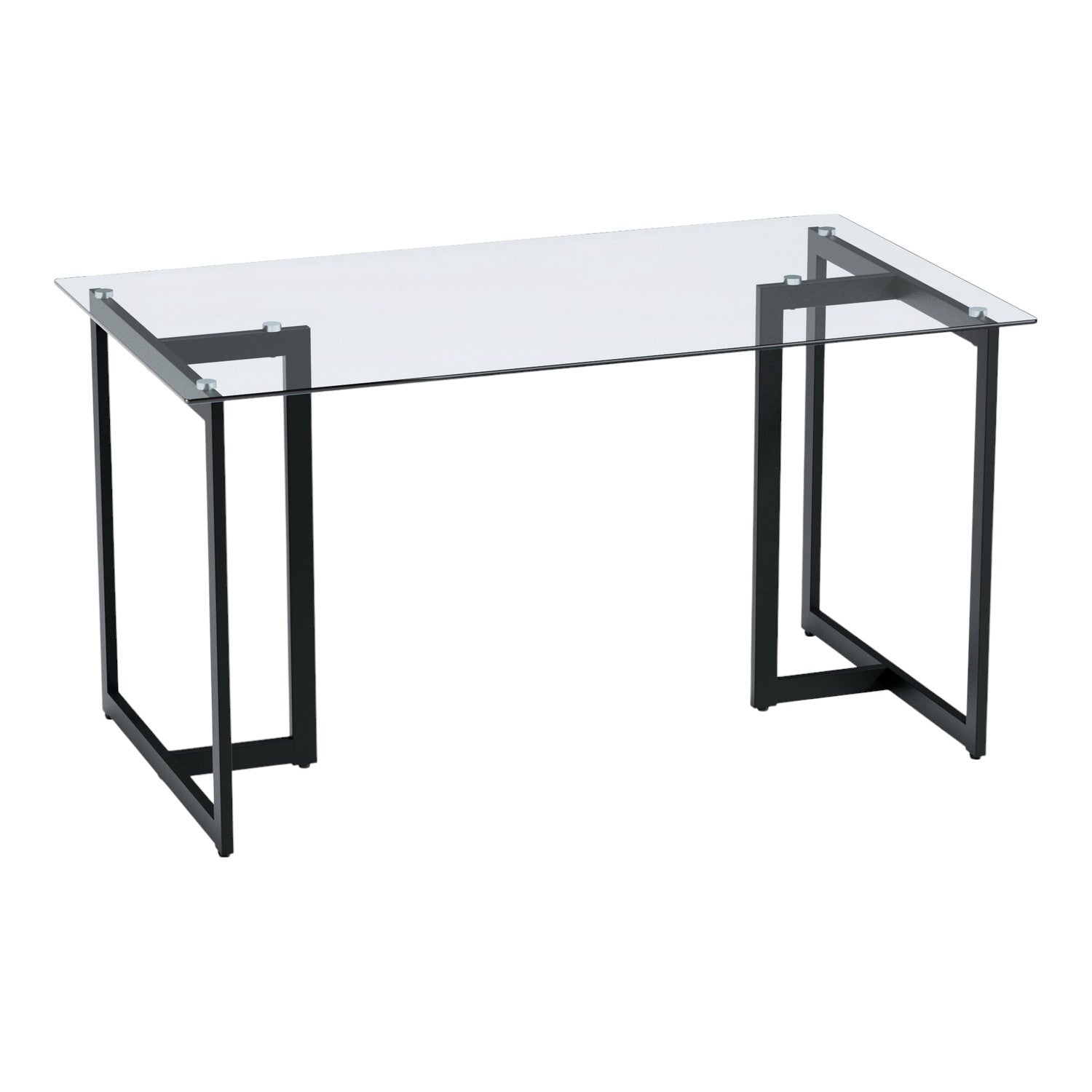 55" Clear And Black Glass And Metal Dining Table