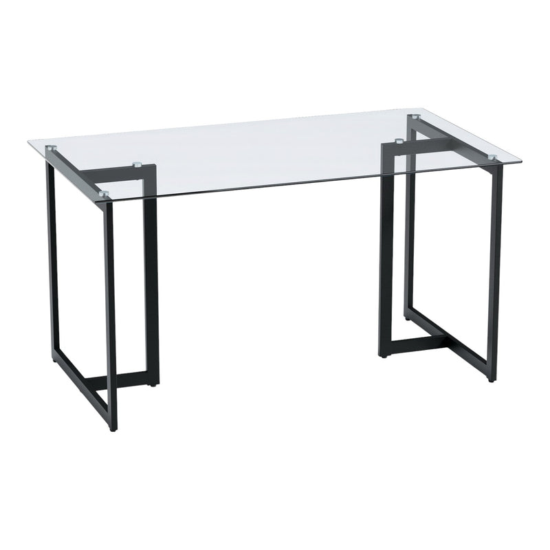 55" Clear And Black Glass And Metal Dining Table