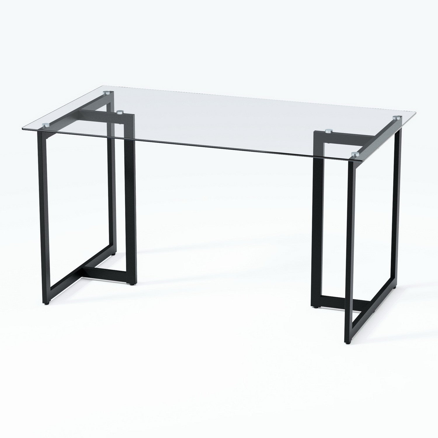 55" Clear And Black Glass And Metal Dining Table