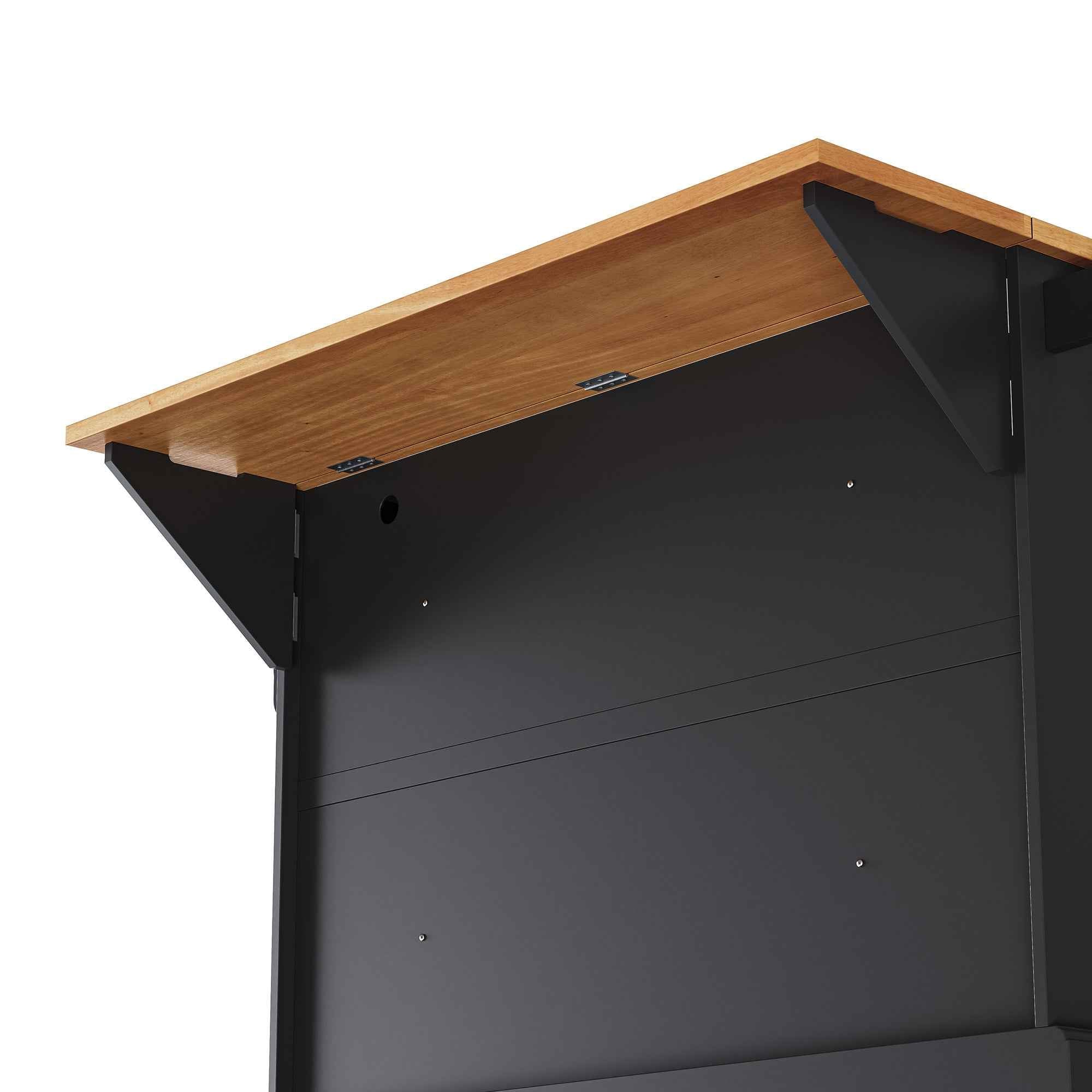 56" Black Wood Rolling Kitchen Island