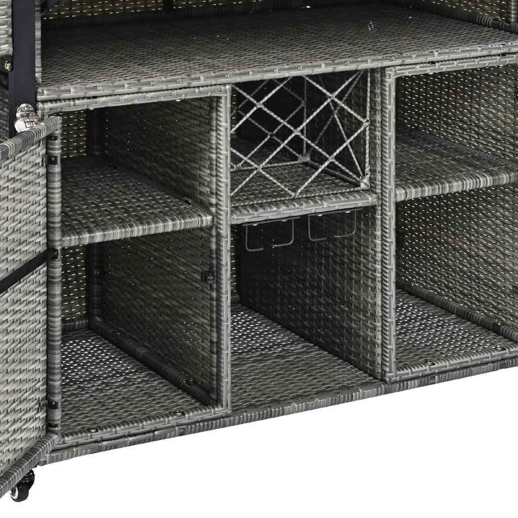 53" Gray Wood and Metal Rolling Kitchen Island With Storage