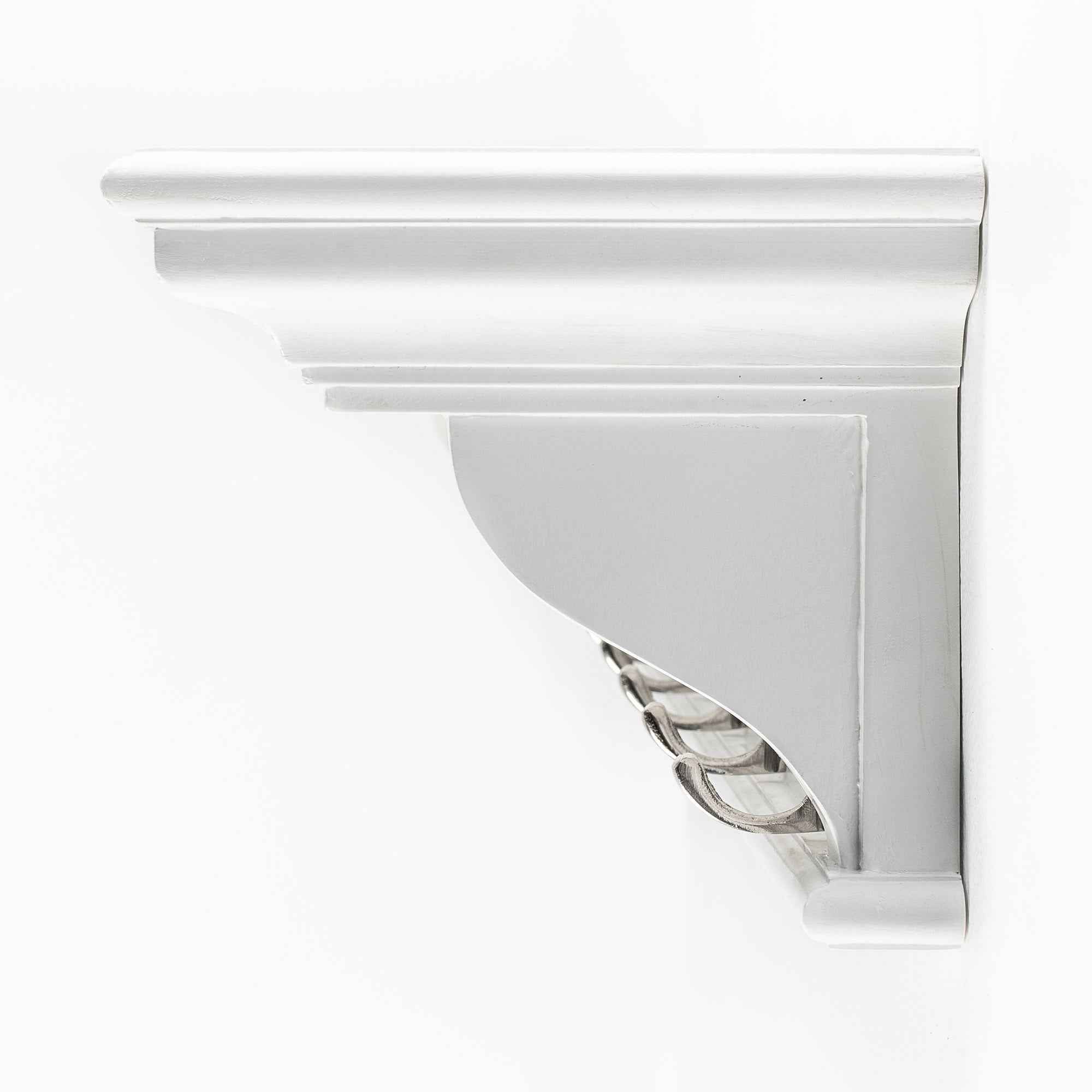 39" White Solid Wood Six Hook Wall Mount Coat Rack