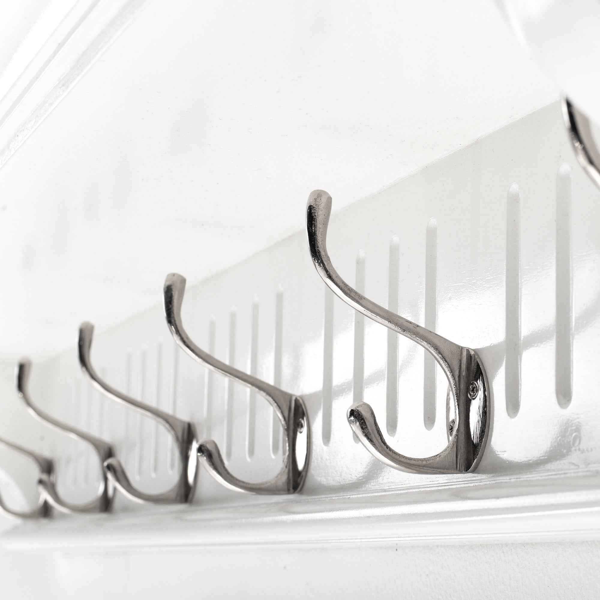 39" White Solid Wood Six Hook Wall Mount Coat Rack