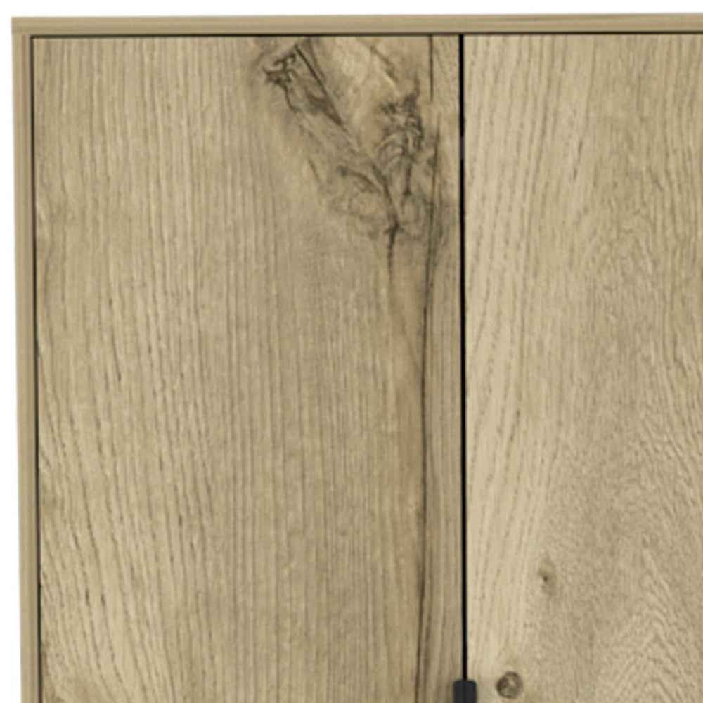 74" Oak Wood Two Door Single Drawer Combo Dresser