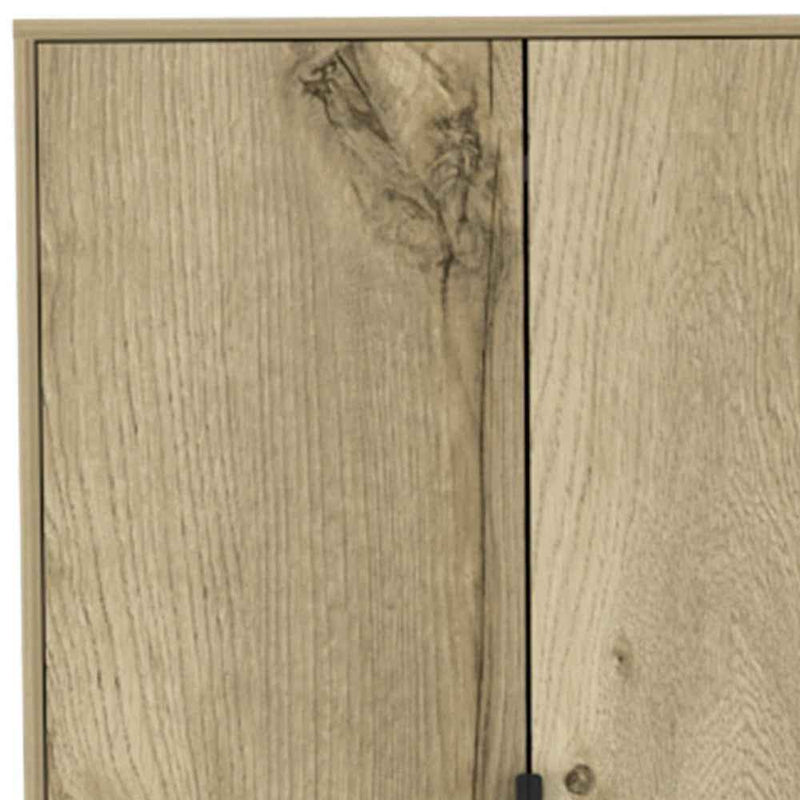 74" Oak Wood Two Door Single Drawer Combo Dresser