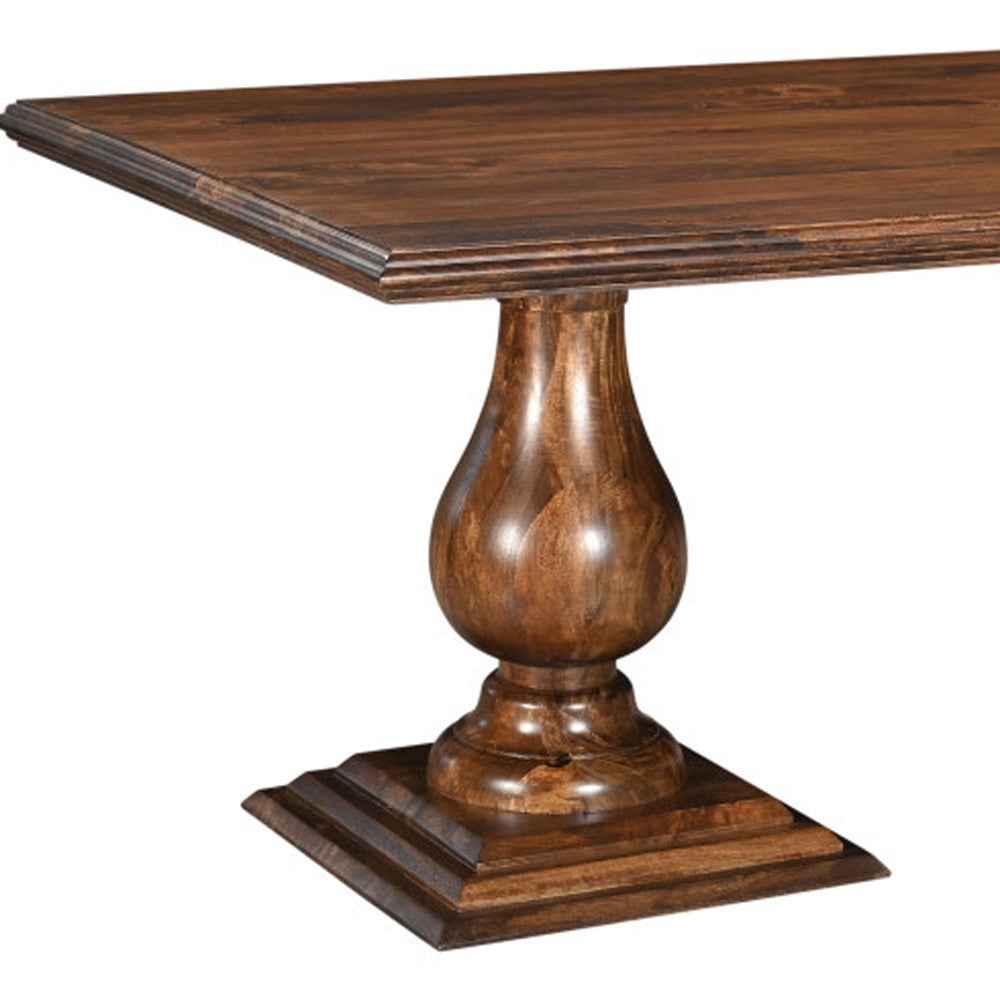 75" Dark Brown Wood Double Pedestal Base Dining Table