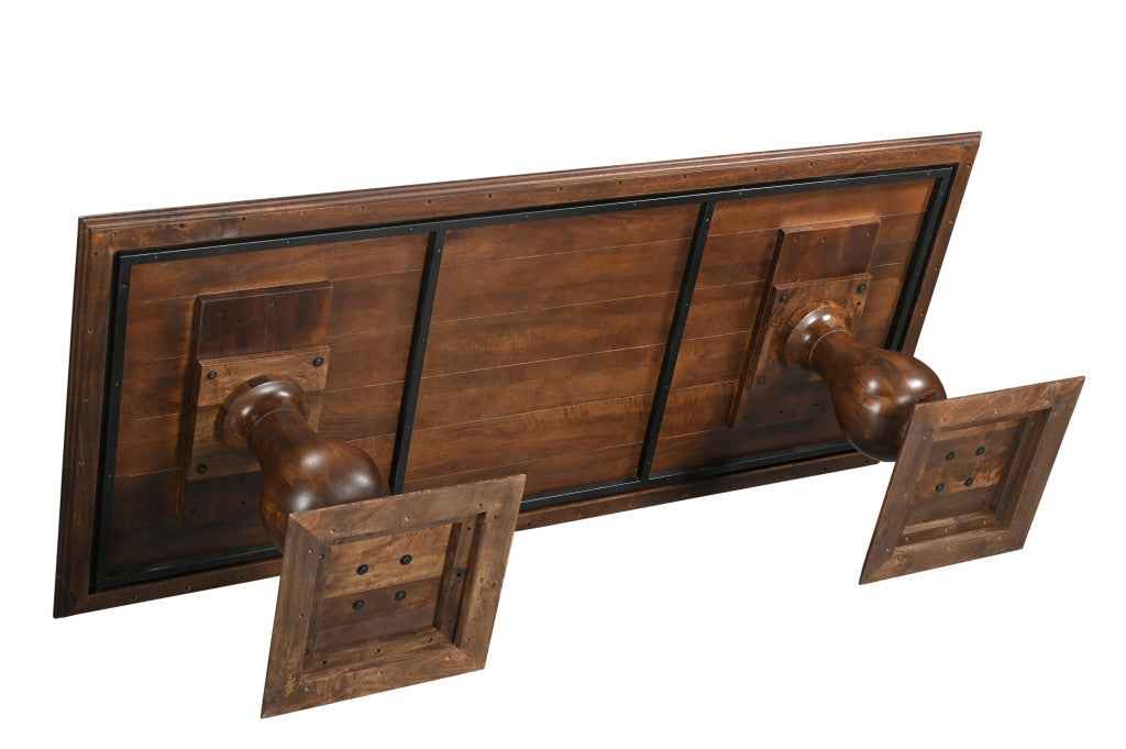 75" Dark Brown Wood Double Pedestal Base Dining Table