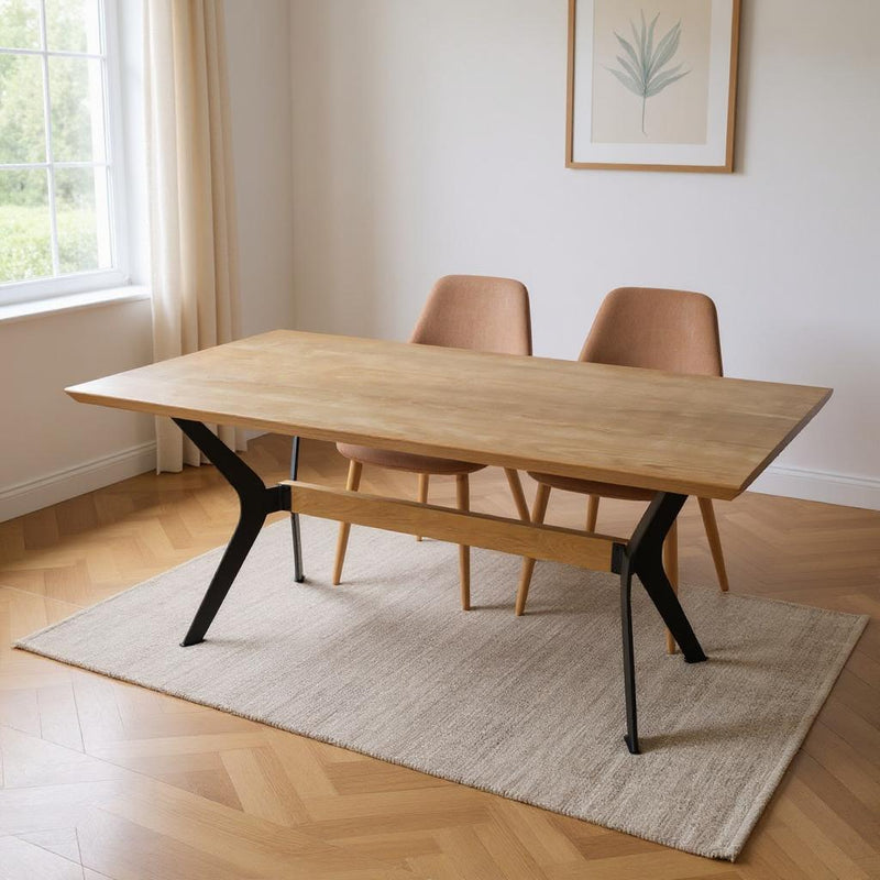 79" Brown and Red Wood and Metal Trestle Base Dining Table - Kitchen & Dining