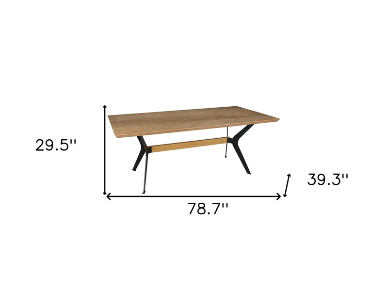 79" Brown and Red Wood and Metal Trestle Base Dining Table - Kitchen & Dining