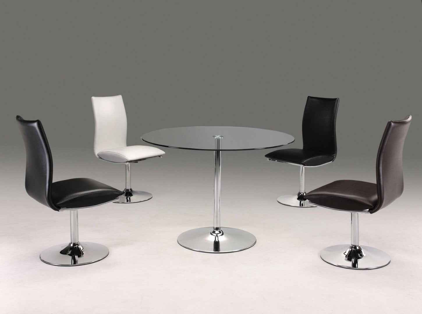 42" Clear and Silver Glass and Metal Pedestal Base Round Top Dining Table