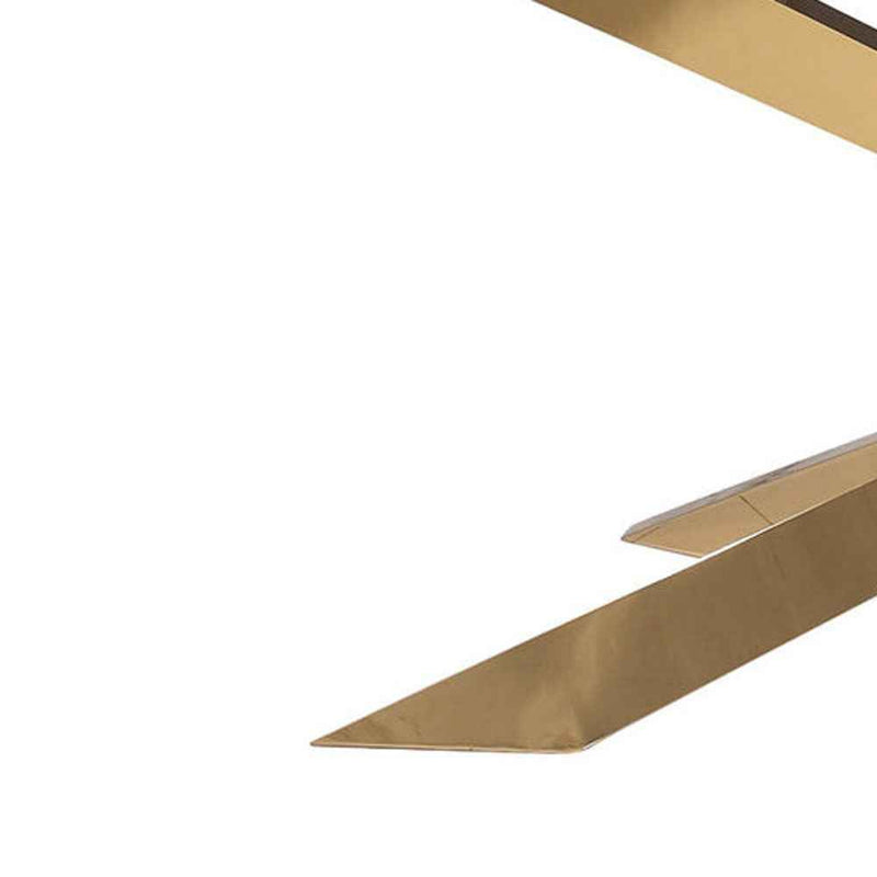 72" Clear and Gold Glass and Metal Cross Leg Base Dining Table