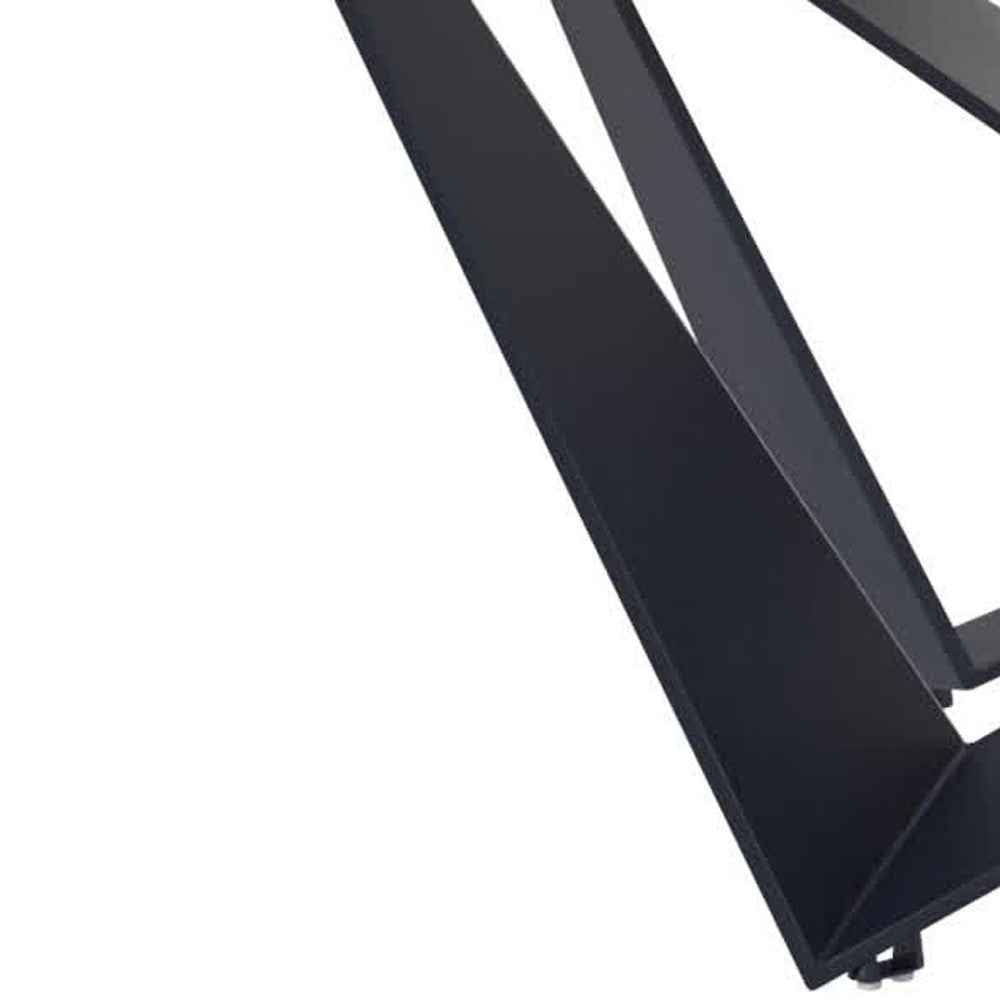 79" Natural and Black Wood and Metal Trestle Base Dining Table