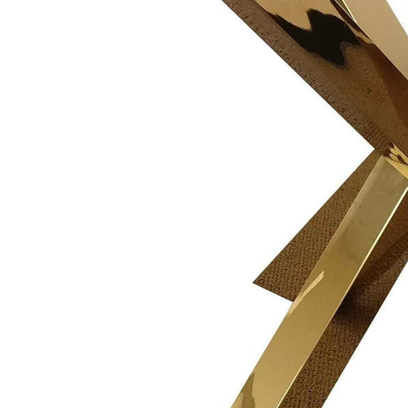 54" Clear and Gold Glass and Metal Cross Leg Base Round Top Dining Table