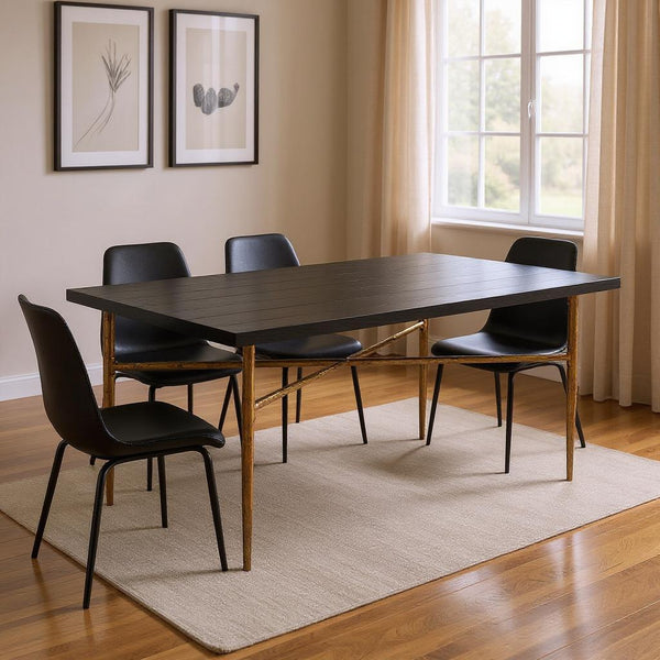 72" Black and Bronze Wood and Steel Dining Table - Kitchen & Dining