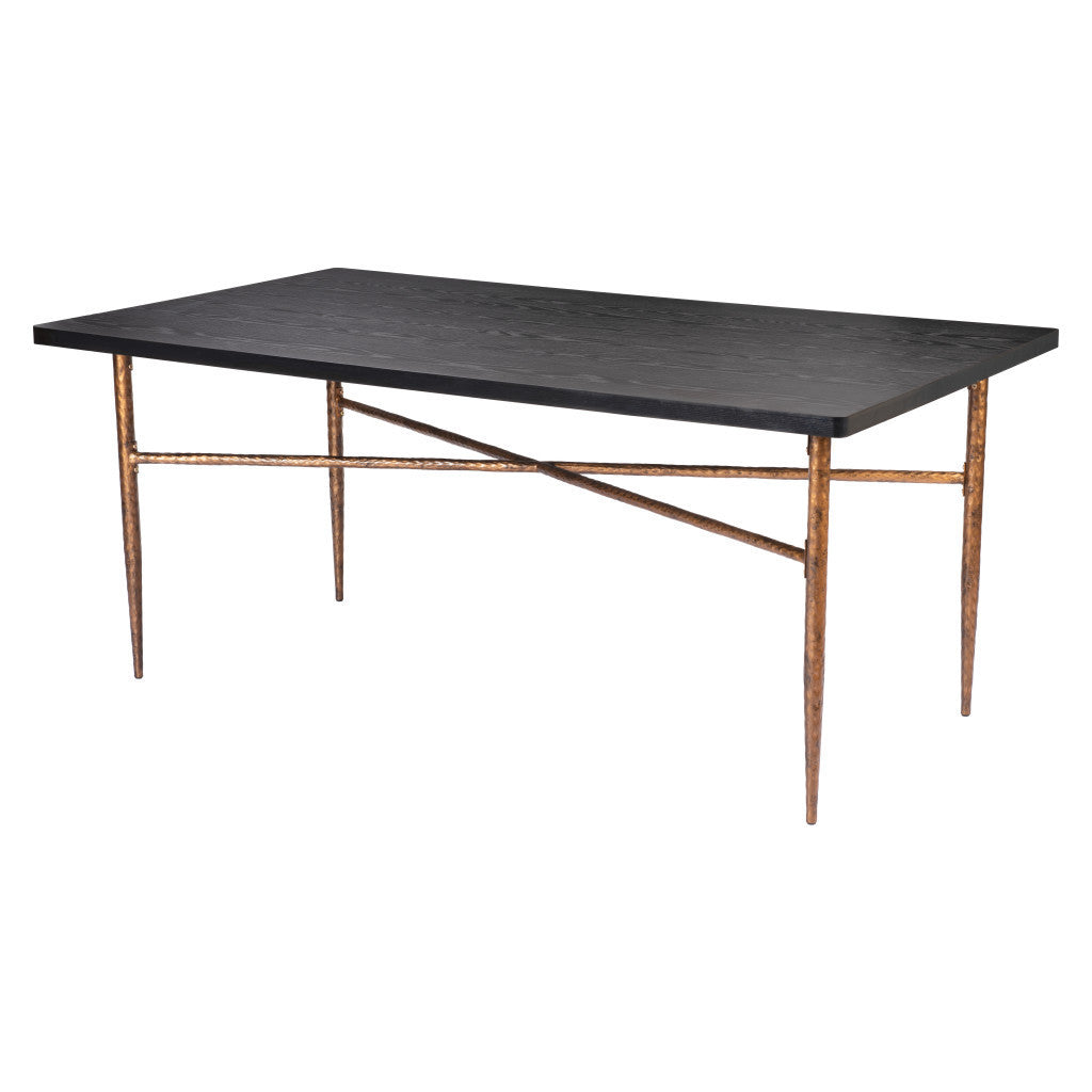 72" Black and Bronze Wood and Steel Dining Table - Kitchen & Dining