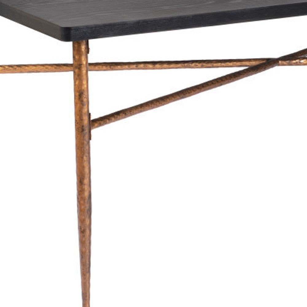 72" Black and Bronze Wood and Steel Dining Table - Kitchen & Dining