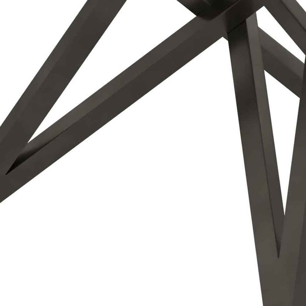 47" White and Gray Wood and Stainless Steel Cross Leg Base Round Top Dining Table