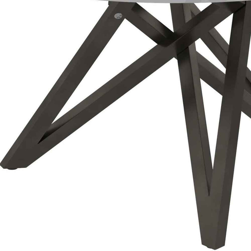 47" White and Gray Wood and Stainless Steel Cross Leg Base Round Top Dining Table