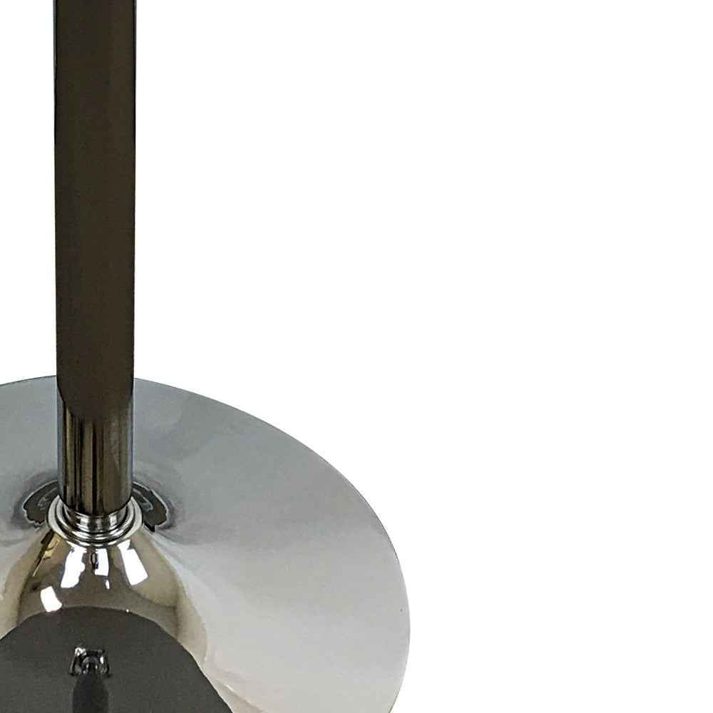 36" Black and Silver Wood and Metal Pedestal Base Round Top Dining Table