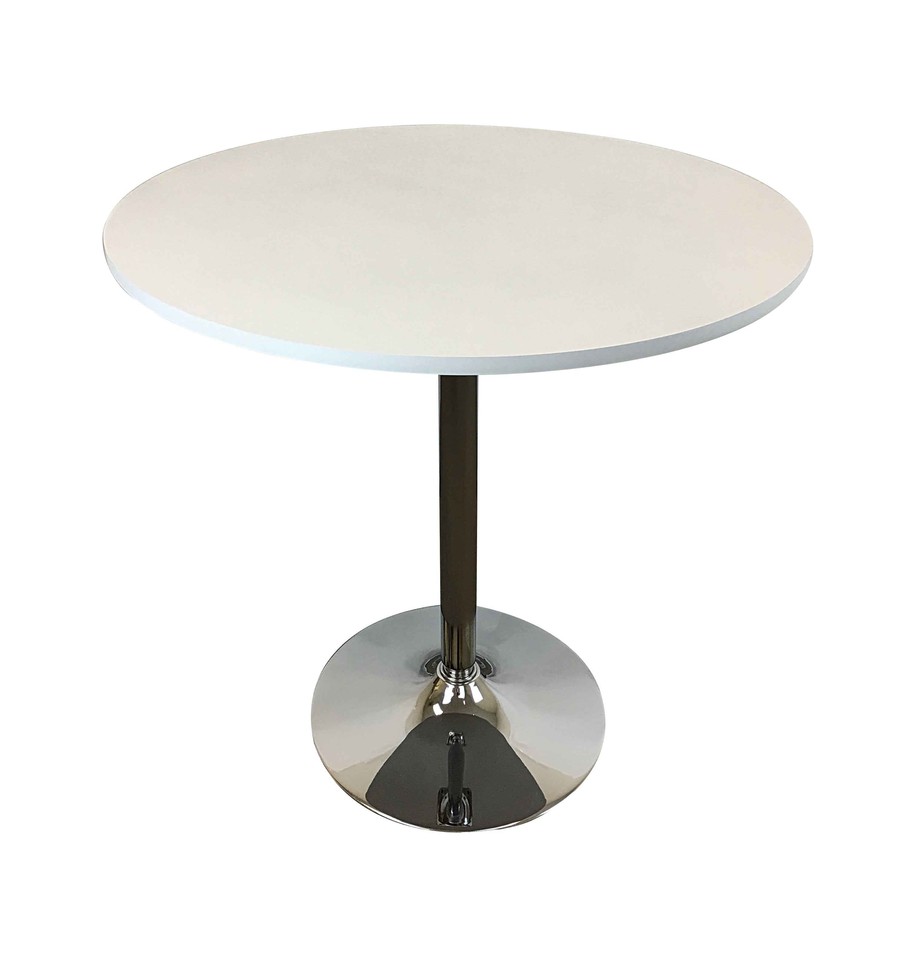 36" Black and Silver Wood and Metal Pedestal Base Round Top Dining Table