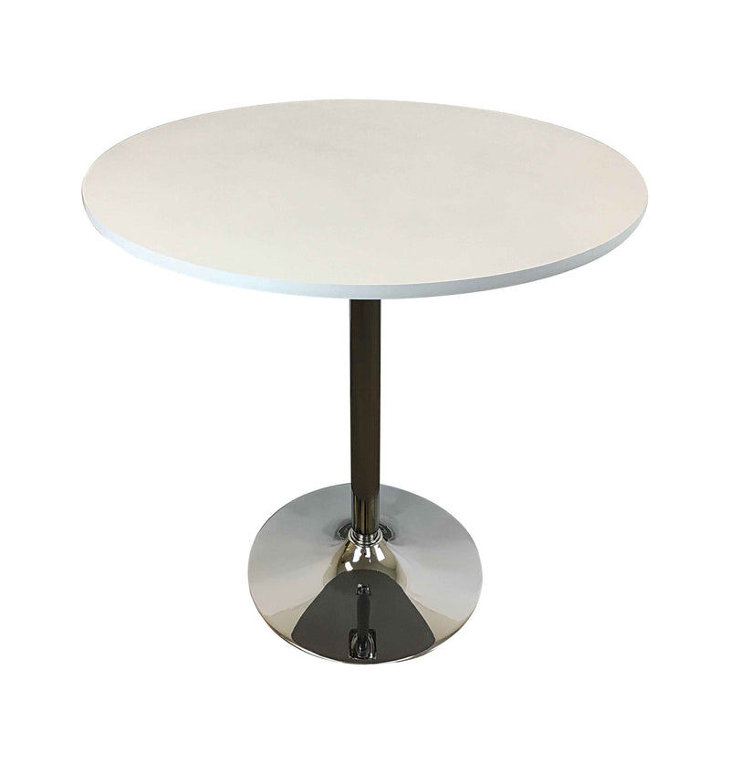 36" Black and Silver Wood and Metal Pedestal Base Round Top Dining Table
