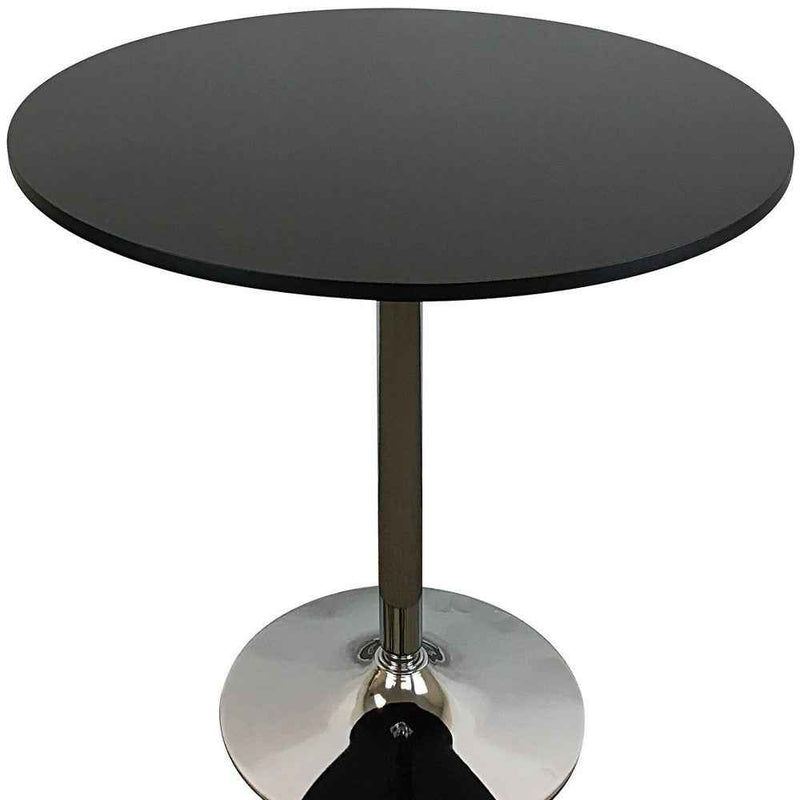 36" Black and Silver Wood and Metal Pedestal Base Round Top Dining Table